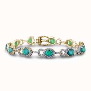 4.60 Carat TW Natural Emerald and 1.60 Carat TW Diamond Bracelet in 14K Yellow Gold