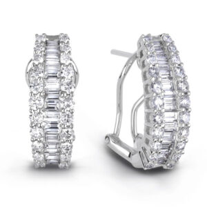 2.20 Carat TW Diamond Hoop Earrings in 14k White Gold