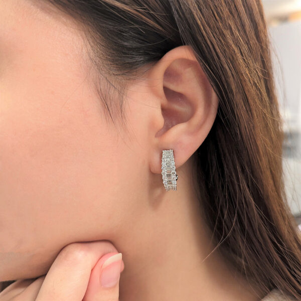 2.20 Carat TW Diamond Hoop Earrings in 14k White Gold