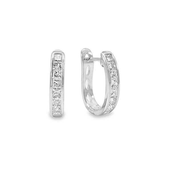 Princess cut discount diamond hoop earrings