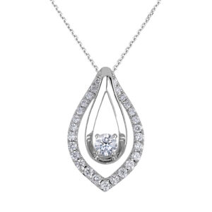 0.21 Carat Ideal Cut Canadian Diamond Leaf Halo Pendant in White Gold