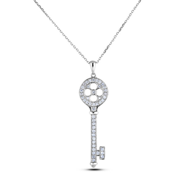 0.45 Carat TW Canadian Diamond Key Pendant in White Gold