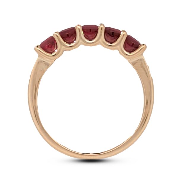 1.33 Carat TW Ruby 5-Stone Princess Cut Anniversary Ring in 14K Yellow Gold