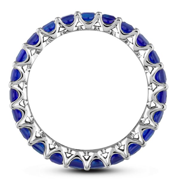3.10 Carat TW Sapphire Eternity Wedding Band Ring in 18K White Gold