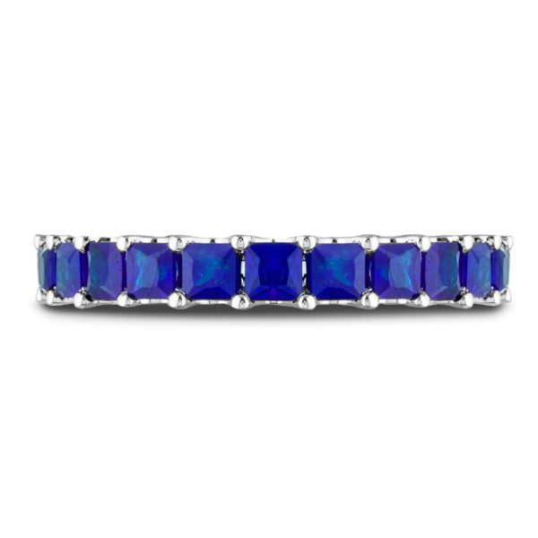 3.10 Carat TW Sapphire Eternity Wedding Band Ring in 18K White Gold