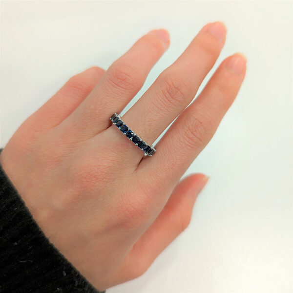 3.10 Carat TW Sapphire Eternity Wedding Band Ring in 18K White Gold