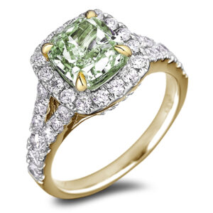 1.53 Carat Cushion Cut Tourmaline and Diamond Halo Ring in 14K Yellow Gold