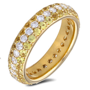 2.11 Carat TW Yellow Sapphire & Diamond Anniversary Eternity Ring in 18K Yellow Gold