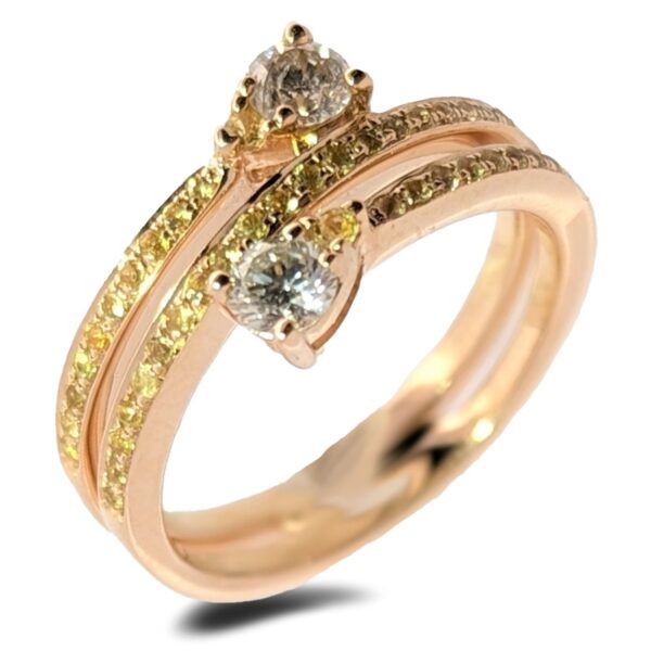 0.38 Carat TW Yellow Sapphire And 0.36 Carat TW Canadian Diamond Spring Shape Ring In Yellow Gold