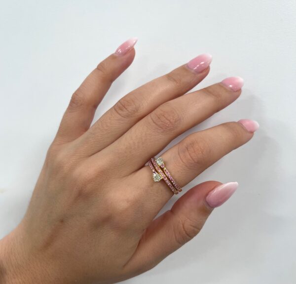 0.36 Carat TW Pink Sapphire And 0.40 Carat TW Canadian Diamond Spring Shape Ring In Yellow Gold