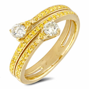 0.38 Carat TW Yellow Sapphire And 0.36 Carat TW Canadian Diamond Spring Shape Ring In Yellow Gold