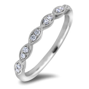 0.12 Carat TW Diamond Vintage Style Anniversary Ring in 14K White Gold