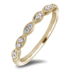 0.12 Carat TW Diamond Vintage Style Anniversary Ring in 14K Yellow Gold