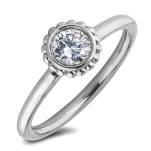 0.22 Carat De Beers Forevermark Diamond Stackable Bezel Solitaire Ring in 18K White Gold