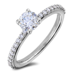 0.40 Carat GIA Certified Diamond Engagement Ring with Side Diamonds in 18K White Gold