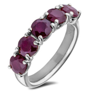 3.10 Carat TW Ruby 5-Stone Anniversary Ring In White Gold