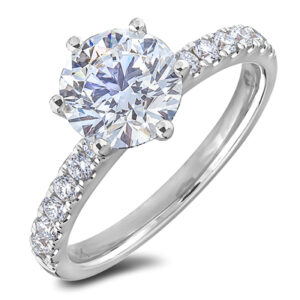 1.70 Carat GIA Certified Diamond Engagement Ring with Diamond Accents in 18K White Gold