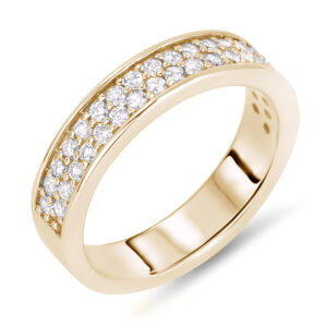 0.95 Carat TW Diamond Double Row Anniversary Ring in 14K Yellow Gold