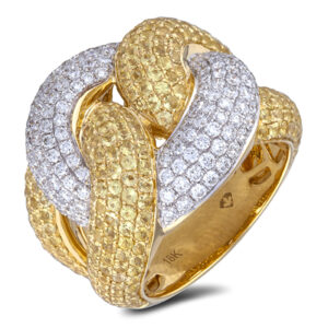 Yellow Sapphire & Diamond Anniversary Ring in 18K Yellow Gold