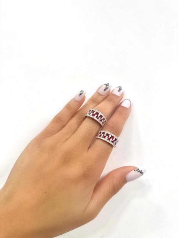 1.10 Carat TW Ruby & Diamond Checkerboard Style Ring in 18K Yellow Gold
