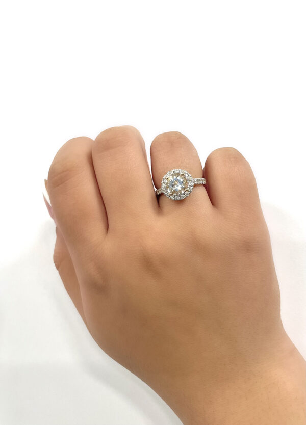 1.61 Carat Aquamarine & Diamond Halo Ring in 10K Yellow Gold