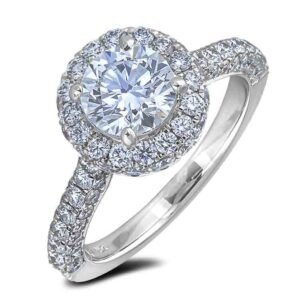 De Beers Forevermark 1.00 Carat Diamond Halo Engagement Ring With Hidden Diamond Detail in 18K White Gold