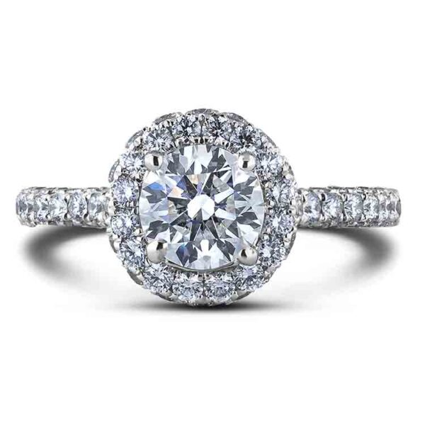 De Beers Forevermark 1.00 Carat Diamond Halo Engagement Ring With Hidden Diamond Detail in 18K White Gold