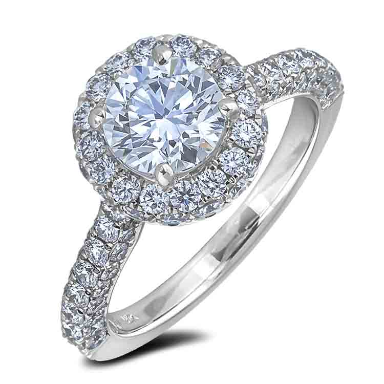 De Beers Forevermark Diamond Halo Engagement Ring With Hidden Diamond Detail in 18K White Gold 1.00 Carat Center Stone