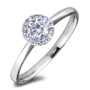 De Beers Forevermark 0.30 Carat Diamond Classic Halo Dainty Engagement Ring in 18K White Gold