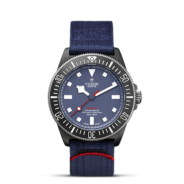 TUDOR Pelagos FXD Titanium bezel black carbon insert Blue fabric strap 43 mm M25707KN-0001