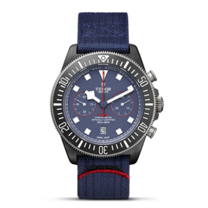 TUDOR Pelagos FXD Chrono Titanium bezel black carbon insert Blue fabric strap 43 mm M25807KN-0001