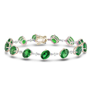 5.64 Carat TW Emerald & Diamond Bracelet in White and Yellow Gold