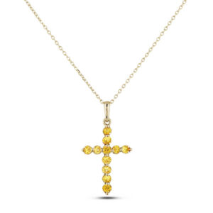 Yellow Sapphire Cross Pendant in Yellow Gold