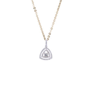 Double Halo Pendant Set With 0.37 Carat Canadian Diamond In Yellow Gold
