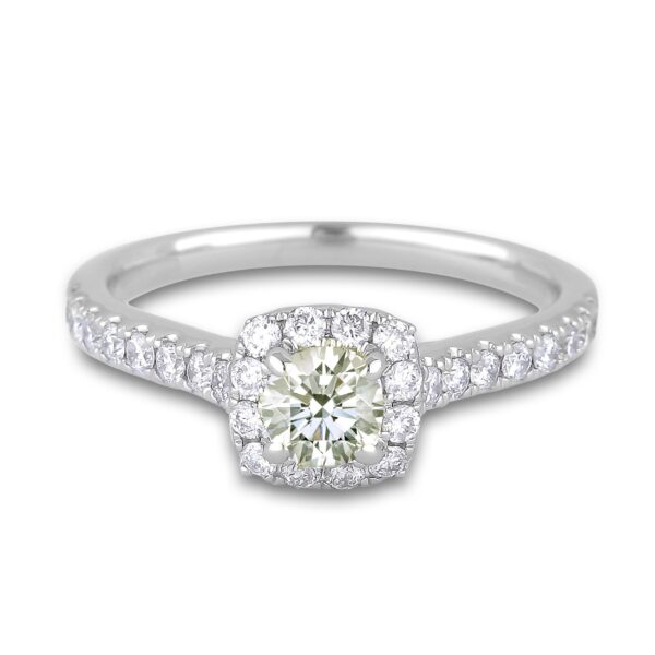 0.43 Carat Canadian Ideal Cut Diamond Halo Engagement Ring In White Gold