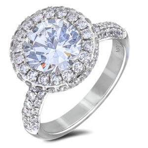 2.20 Carat De Beers Forevermark Diamond Halo Engagement Ring in 18K Gold