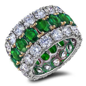 Eternity Statement Ring Set With 4.88 CTW Emeralds and 5.44 CTW Diamonds in 18K Gold