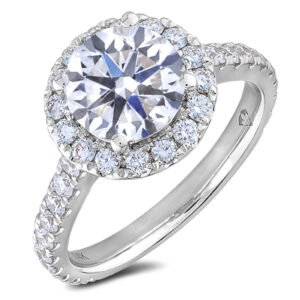 De Beers Forevermark 2.20 Carat Diamond Halo Engagement Ring With Diamond Accents in 18K Gold