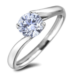 De Beers Forevermark 0.55 Carat Diamond Wave Style Solitaire Engagement Ring in 18K White Gold