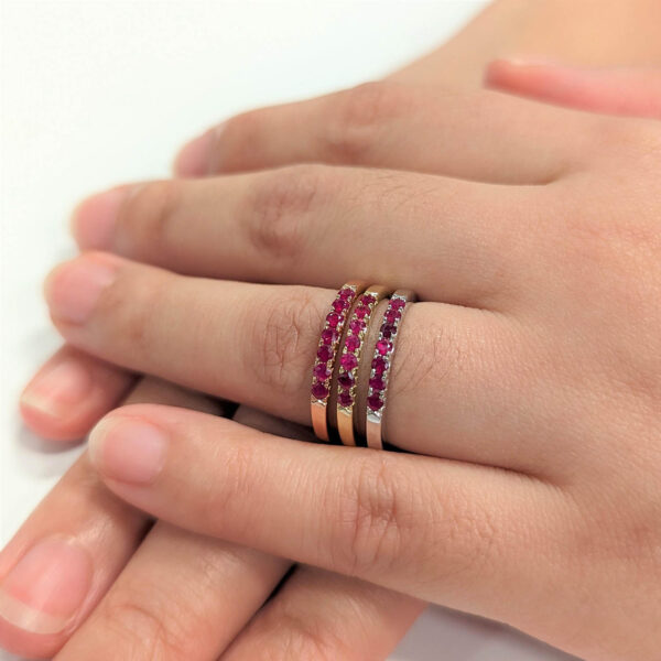 Stackable Ring Set With 0.30 Carat TW Ruby In Rose Gold