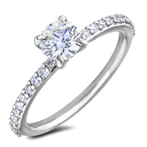 De Beers Forevermark 0.25 Carat Diamond Engagement Ring With Diamond Accents in 18K White Gold