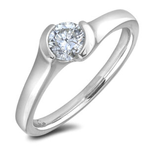 De Beers Forevermark 0.55 Carat Diamond Solitaire Tension Set Engagement Ring in 18K Gold