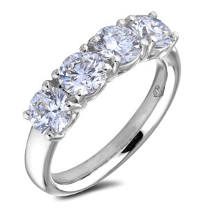 Ideal Cut GIA Diamond Anniversary Ring In 18K White Gold