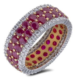 Ruby and Diamond Eternity Ring in 18K White and Yellow Gold