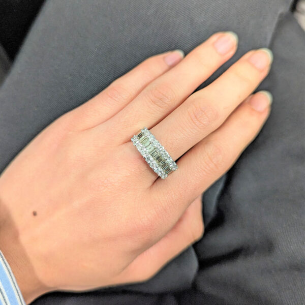1.15 Carat TW Baguette Cut Diamonds And 1.10 Carat TW Diamond Anniversary Ring in 14K White Gold