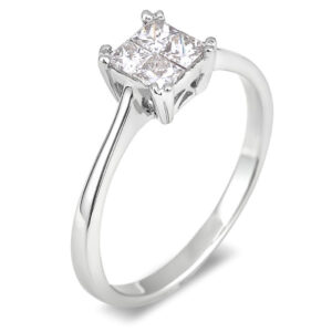 0.40 Carat TW Princess Cut Canadian Diamonds Engagement Ring in 14K White Gold