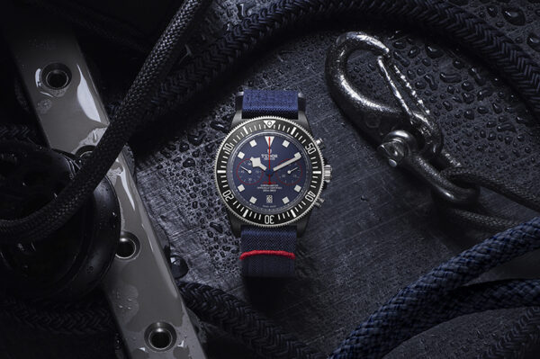 TUDOR Pelagos FXD Chrono Titanium Bezel Black Carbon Insert Blue Fabric Strap 43 mm M25807KN-0001 - Image 5