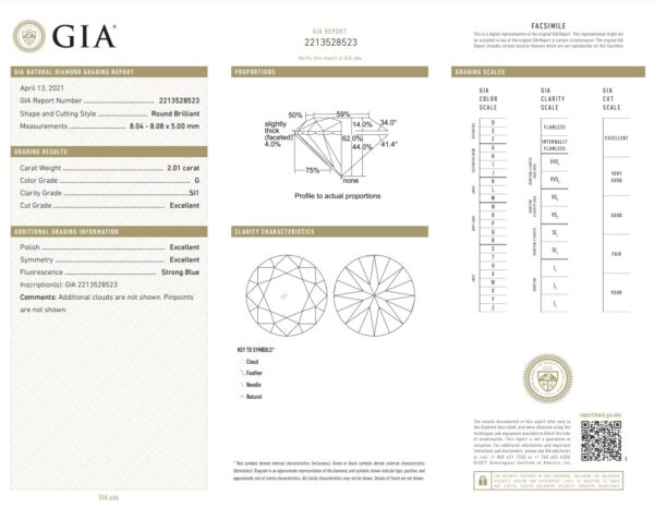 2.01 Carat GIA Certified Diamond Engagement Ring with Diamond Accents in 18K White Gold