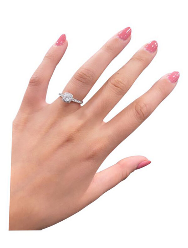 0.44 Carat Canadian Diamond Halo Engagement Ring in 14K White Gold
