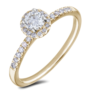 Canadian Diamond Halo Set Engagement Ring In Yellow Gold